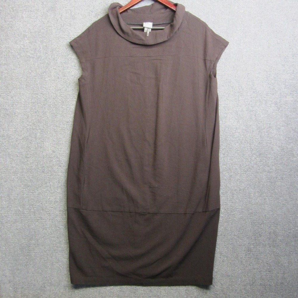 Lilith Dress Womens S Brown Cowl Neck Shift Midi Shift Neutral Classic Minimal
